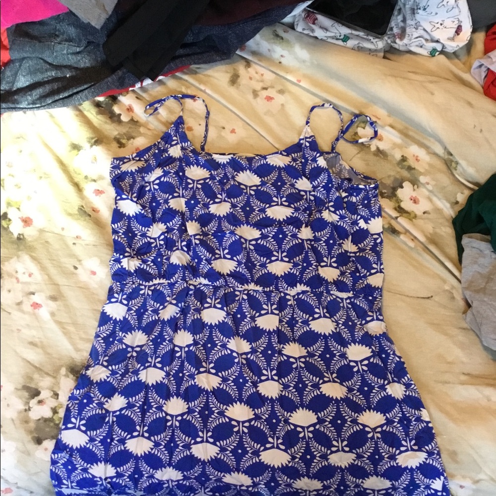 Blue and white dress